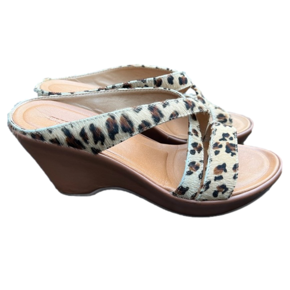 Sundance faux cheetah fur wedge sandals, New w/o box size 36 Euro (5.5 US)
